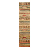 Tibetan Art and Deco Transitional Runner Hand Knotted Tan Wool Rug 2'6"x9'9"